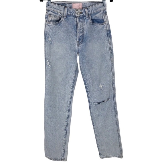 Revice Light Wash Distressed button Fly Jeans Size 26 - Picture 2 of 15